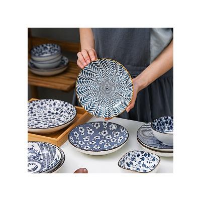 China Japanese-style blue and white porcelain viable dish arch resigned ceramic hand-painted household salad rice bowl restaurant noodle the retro for sale