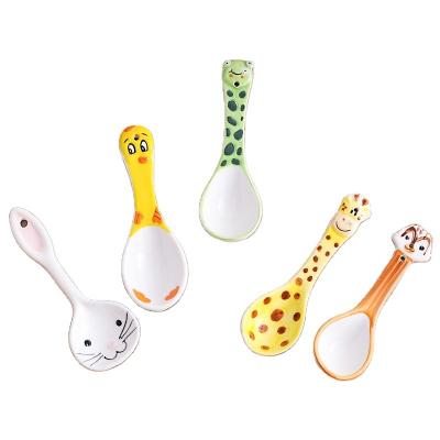 China High-grade embossed hand-painted embossed household animal tableware Japanese style creative ceramic spoon patterns meal partner dinner for sale