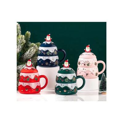 China Halloween Personality Elk Gingerbread Man Snowman Model Cute Color Box Viable Christmas Cup Cartoon Mug Holiday Business Gift for sale