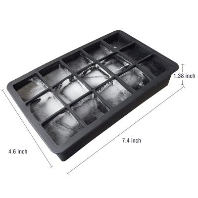 China Food Grade Viable Silicone Flexible Trays Ice Cube Molds 15-Ice Trays For Chilled Whiskey Cocktail Drinks BPA Free Kitchen Instrument for sale