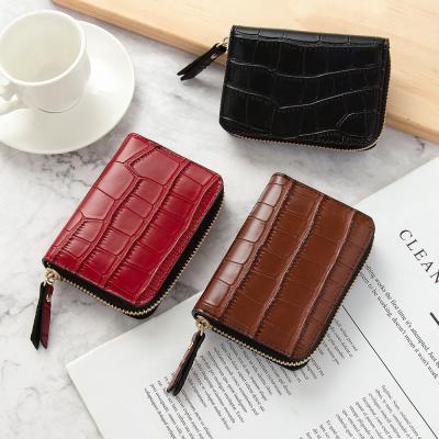 China Fashion Anti-theft Mini Ladies Purse Coin and Women PU Leather Clutch Wallet Card Holder Crocodile Short Wallet for sale