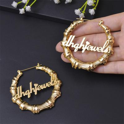 China 2022 New Design Vintage Hoop Earrings Women Gold Stainless Steel Bamboo Earrings Premium Design Earrings for sale