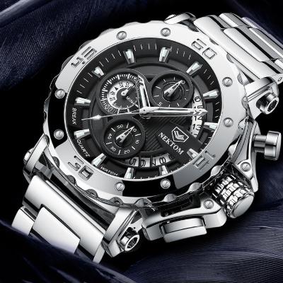 China 316L Stainless Steel Watch Band Fashionable Calendar Men's Luminous Waterproof Quartz Watch for sale