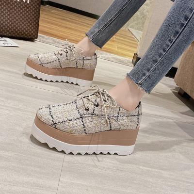 China CUSHIONING New Arrival Ladies Wedges Fashion Trend Platform Women's Shoes 2021 British Style Ladies Casual Shoes for sale