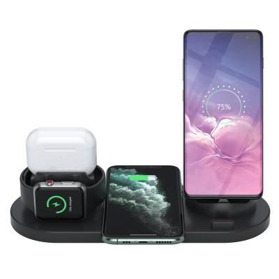 China 6 IN 1 Radio Charging Most Popular Phone Holder 6 in 1 Portable Wireless Charging Dock Multi Function Station Wireless Charger for sale