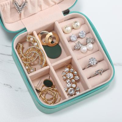 China Mini Travel Portable Small Rings Jewelry Box Ring Earring Casket Organizer Holder Display Leather Eco-friendly Jewelry Box For Women Gift Case for sale