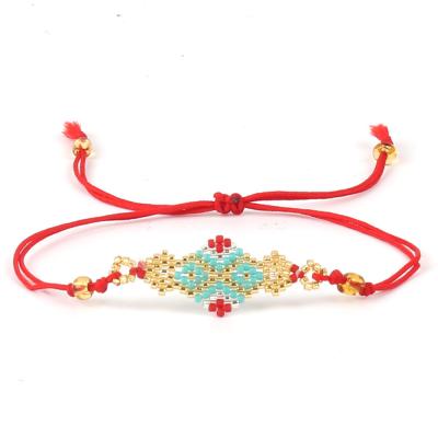 China Trendy Jewelry Seed Bracelet Hotsale Boho Woven Multicolor Glass Wax Bead Lines for sale