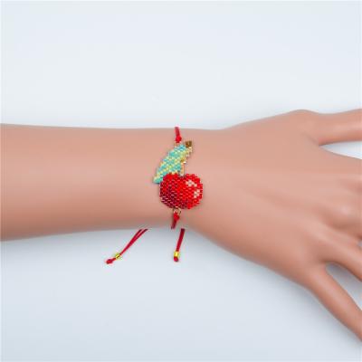 China Lancui cherry charm miyuki bracelets CLASSIC handmade red delica beads miyuki seed bracelets for sale