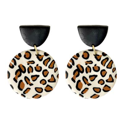 China Lovely Leopard Statement Handmade Geometric Korean Polymer Clay Earrings Party Earring Cute Jewelry Gift for sale