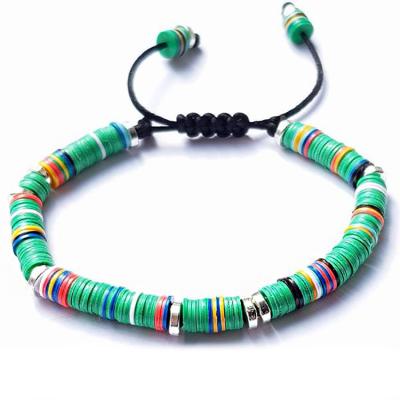 China Newest Design BOHEMIA Vinyl Disc Bead Bracelet Fashion Colorful Polymer Clay Bracelet for sale