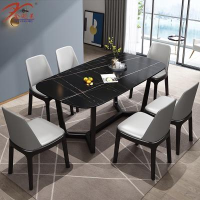 China Modern Modern Dining Chair Marble Dining Table Set Wooden Solid Dining Chairs Leather for sale