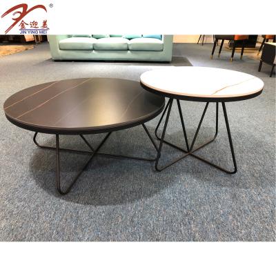 China Modern Luxury Round Marble+Steel Legs Living Room Furniture Cafe Side Table With Steel Legs for sale