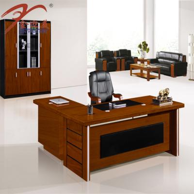 China L-Shape Modern Wooden Boss Executive Office Table China Supplier MDF Veneer Office Furniture for sale