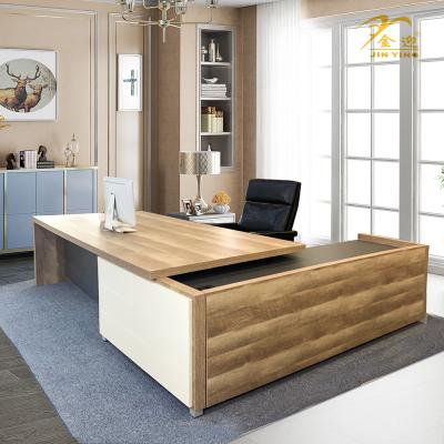 China L Shape Hot Sell Office Furniture Modern Dark Gray Office Computer Desk With Wooden Cabinet for sale