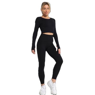 China Wholesale Breathable High Quality Spandex Nylon Soft Sports Wear Legging Yoga Set for sale