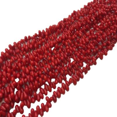 China PANGEM Stone Gemstone Sea Orange 5*8mm Tear Drop Bamboo Red Coral Red Coral Loose Gemstone Beads Strand For Jewelry Coral Making for sale