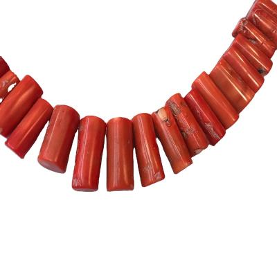 China PANGEM Stone Sea Coral 16*30mm Bamboo Red Orange Irregular Coral Branch Coral Beads For Jewelry Coral Making for sale