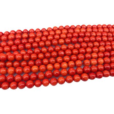 China Gemstone Bead Round Sea Coral Red Coral Beads PANGEM Jewelry Supplies/Bamboo Gemstone Orange Round Perler Bead 3/4/6/8/10/12mm For Jewelry Coral Making for sale