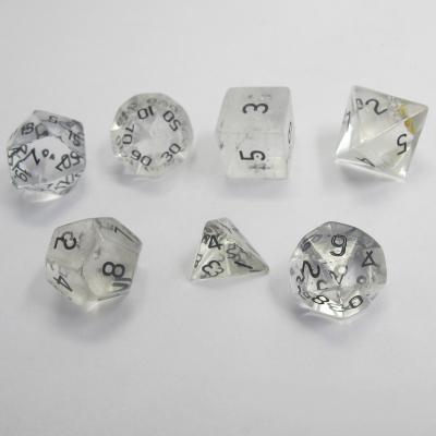 China Custom Gifts Game Table Game PANGEM Dungeons and Dragons Genuine Gemstone Cuts Polyhedral Rock Crystal Clear Quartz PRG DND Dies Set of 7 for sale