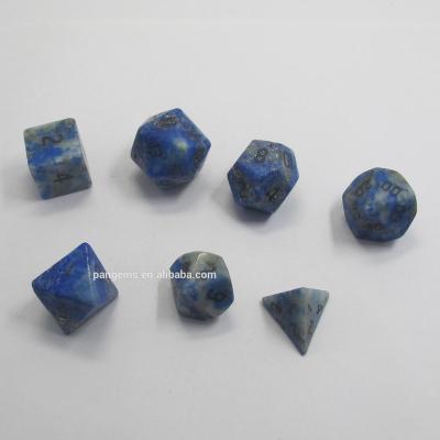 China Custom Gifts Game Table Game PANGEM Dungeons and Dragons Gemstone Cuts Polyhedral Lapis Lazuli PRG DND Dies 7 Square for sale