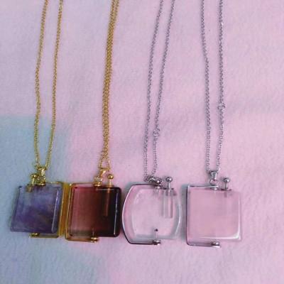 China 17 Options Natural Amethyst Pendant Perfume Antique Pendant / Perfume Bottle Charm PANGEM Gemstone Bottle And Necklace For Necklaces for sale