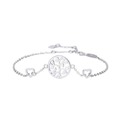 China Real Solid Silver PANGEM Sterling Silver Jewelry 925 Sterling Silver Tree Of Life Charm Bracelet Chain Bangle Rhodium Plated With Extender for sale