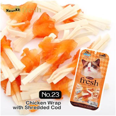 China NatureKE Viable Cat Treats No.23 Chicken Casing With Shredded Cod 25g Cat Strips for sale