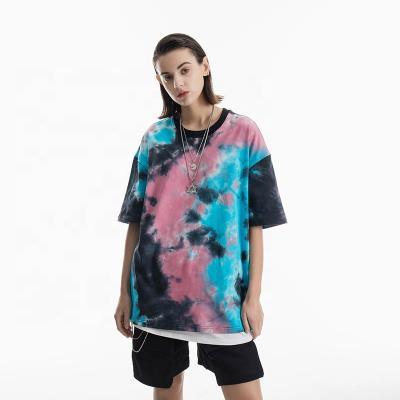 China Anti-Wrinkle Manufacturer Wholesale Tie Dye Oversized T-shirt Casual Street Wear T-shirt For Women for sale