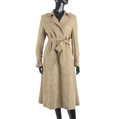 China Wholesale New Custom Made Autumn Faux Suede Trench Coat Anti-wrinkle female coats for women for sale