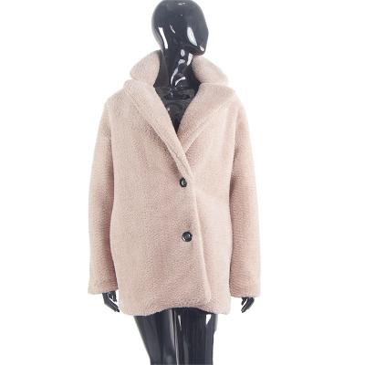 China New Fashion Anti-wrinkle Ladies Warm Furry Pocket Teddy Coat Women Teddy Coat Button Lapel for sale