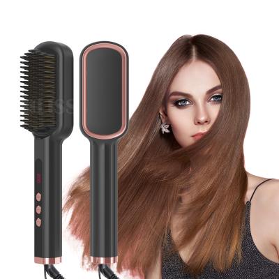 China Hotel Professional Dual Use Straight Hair Comb Hair Straightener Styling Electric Ceramic Brush For Home Use for sale