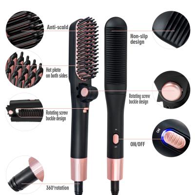 China Salon Hair Make Salon Hair Make Factory New Electric Hair Straightening Brush Fast Styler Men Mini Portable Beard Hair Straightener High Quality for sale