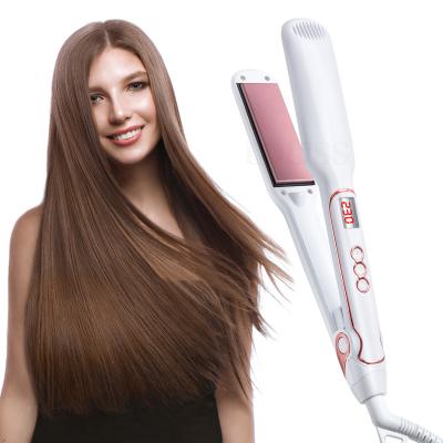 China Adjustable Heat Settings Dorm Students Charging Screen Electric Mini Portable Hair Straightener Brush LCD Display Aluminum Alloy Hair Straightener for sale