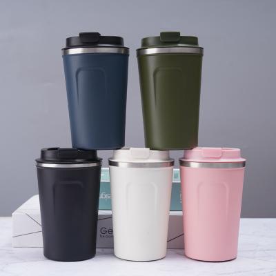 China Viable Custom Logo Car Vacuum Travel Insulated Double Wall Tumbler To Go Reusable 304 Stainless Steel Coffee Cup Mug With Lid for sale