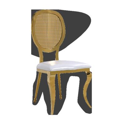 China Minimalist Gold Hotel Lobby Wedding Reception Stackable Banquet Hall Chairs for sale