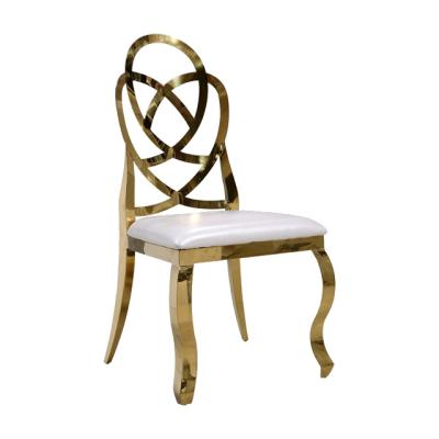 China Wholesale Cheap Gold Minimalist Stackable Wedding Party Metal Banquet Chairs For Rent for sale