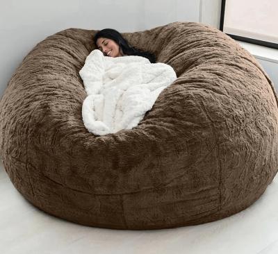 China Gray Round Bag Bedroom Bean Memory Foam Filled Lightweight Chair (Size) Faux Fur Giant Individual Vacuum Packing Adjustable For Living Room for sale