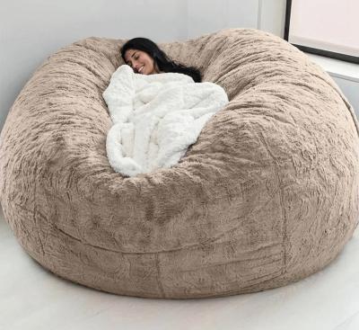 China Extra Large (Height) Adjustable Vacuum Living Room Bean Bag Chair Cover Tote Bag Rose Round Sack Memory Foam Faux Rabbit Fur Bean Bag Chair Cover For Living Room for sale