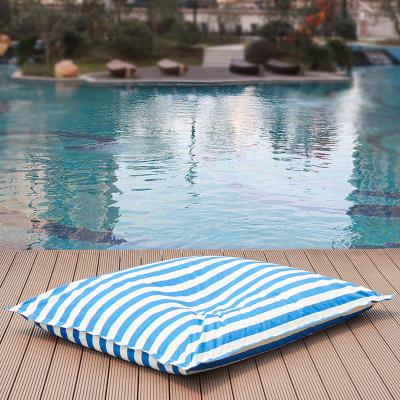 China Large Contemporary Outdoor Pool Floating Blue Stripe Waterproof Bean Bags Seat Cushion for sale