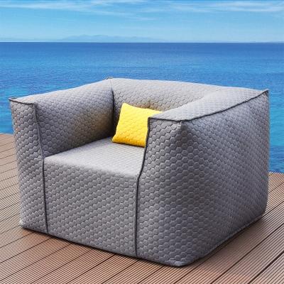 China Dark Outdoor Patio Embroidered Gray Cotton-Padded Bean Bag Chair Armchair Removable Cover Waterproof for sale