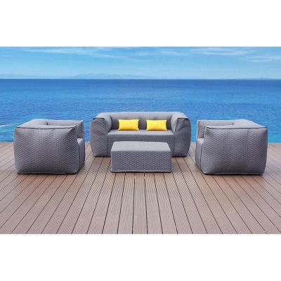 China Garden Patio Embroidered Innovation Design Cotton-Padded Removable Cover Waterproof UV Resistant Outdoor Furniture Sofa Modern Set for sale