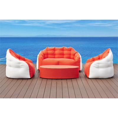 China Innovation Design Lightweight Lightweight No Sight Tomato And White Garden Sofa Set Outdoor Furniture for sale