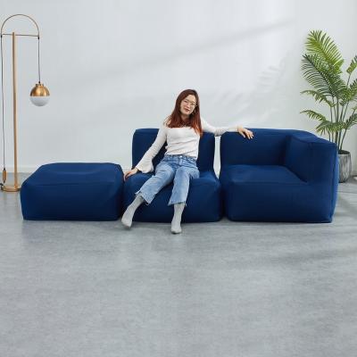 China Indoor Outdoor Sandwich Mesh Fabric Large Sectional Sofa New Removable Cover Design Set Lounge Bean Bag Sofa With Bean Filling for sale