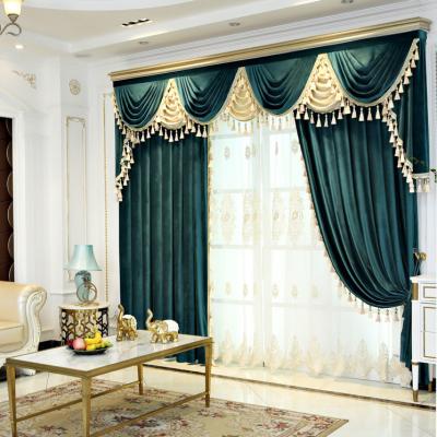 China Blackout Dark Blue Velvet Window Compartment Luxury Cheap Castle Curtain Fabric for sale