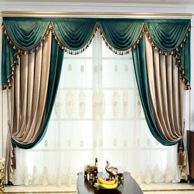 China Luxury Dark Green Blackout and Ginger Two Tone Color Living Window Accessories Pearl Velvet Room Drapes for sale