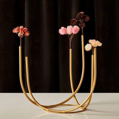 China Minimalist home wedding decoration INS style table top metal color Nordic brass and glass vase flower vases Nordic brass custom brass vase for sale