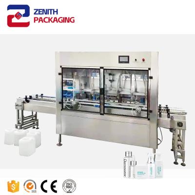 China Food Fully automatic shampoo, detergent, bleach, cosmetics, hand sanitizer, chemical liquid filling, capping and packaging machine for sale