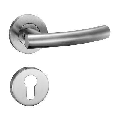 China Modern Wholesale Double Sided Tubular Stainless Steel Lever Hotel Entry Door Lever Handle for sale