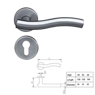 China Modern good quality glass tube lever stainless steel door handle with rosette for sale