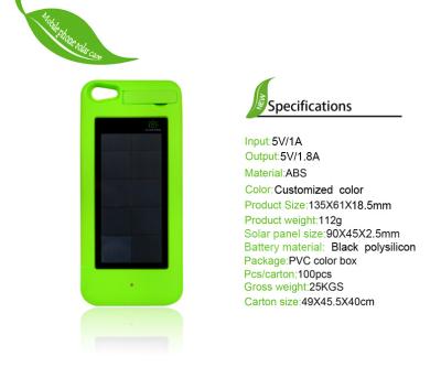 China ABS 3000mAh iPhone 5 Solar Iphone Charger Case , Protect power back case for sale